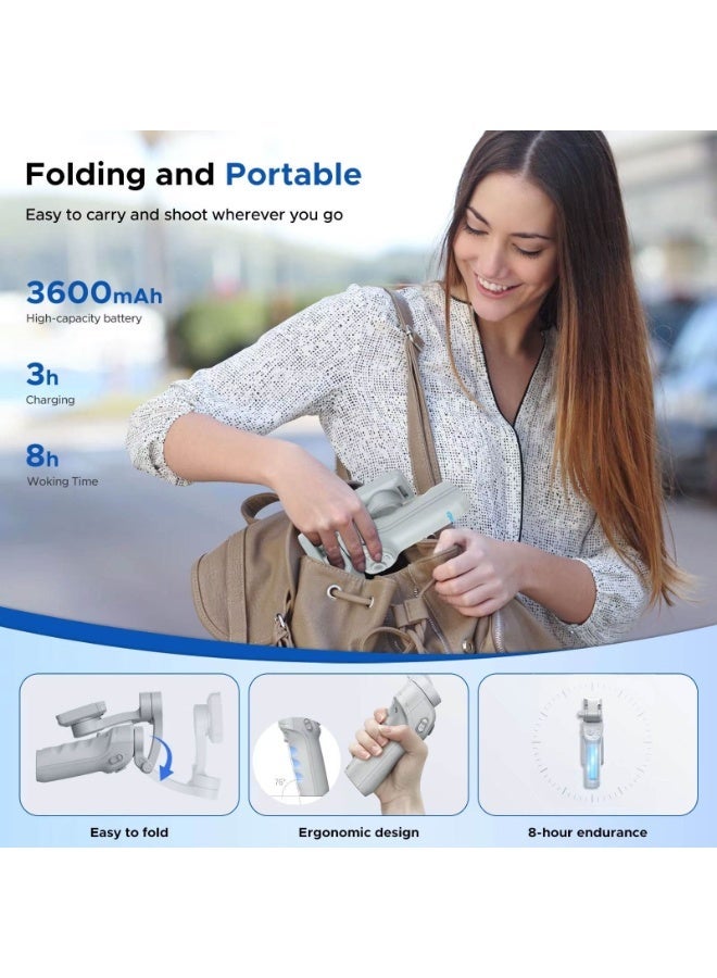 توكوي مثبت جيمبال للهواتف الذكية، جيمبال هاتف ثلاثي المحاور لأجهزة Android وiPhone، مثبت هاتف لتسجيل الفيديو مع تتبع الوجه/الأشياء - Image 3